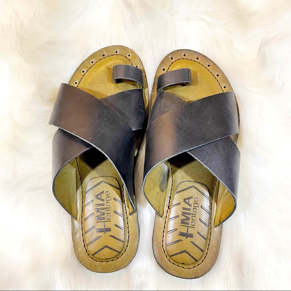 Mia Heritage Black Leather Sandals